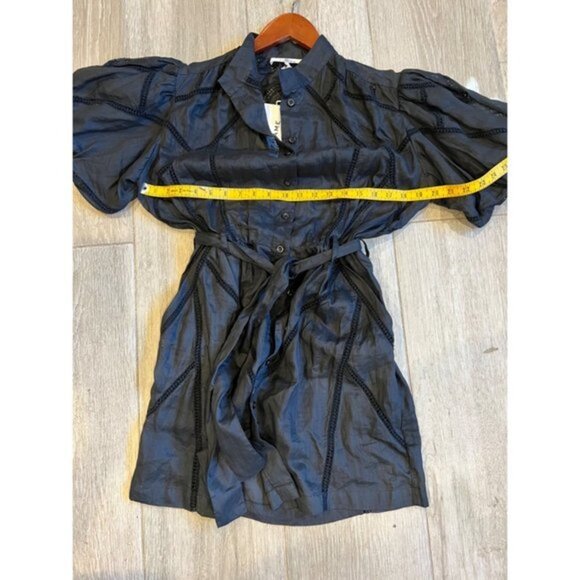 NWOT FRAME black inset Lace Puff Sleeve Minidress size S - Picture 11 of 12